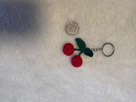 Handgemachte Früchte Schlüsselanhänger, Kirsche silber🍒