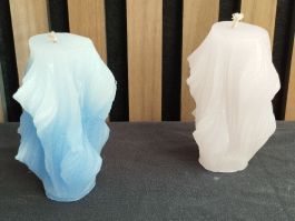 2 Kerzen wellige Spirale