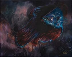 Originalgemälde Kampffisch Acryl 40x50 cm
