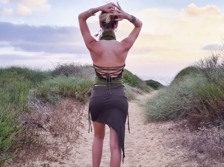 Viskose Hüftenschmeichler Minirock Stretch Goa Style Neu
