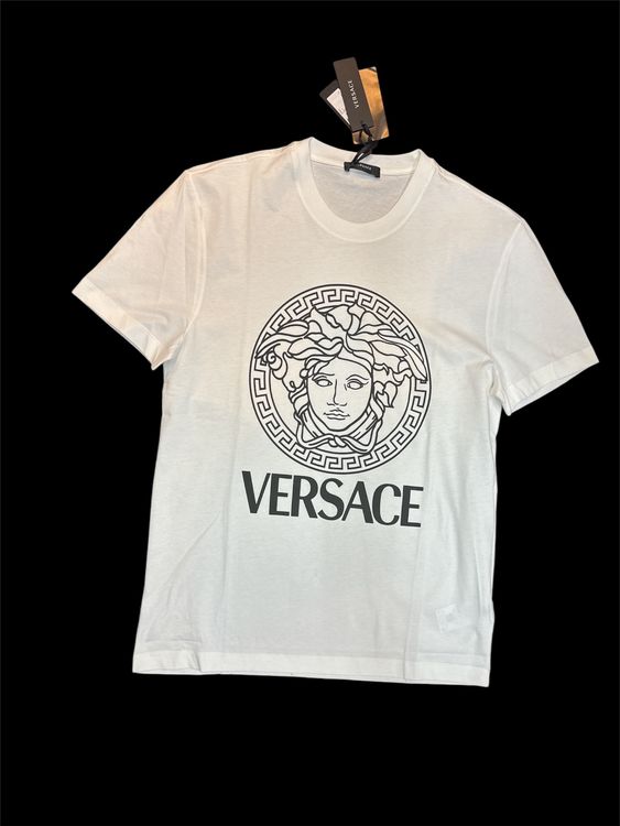 Versace T-shirt: Versace White Medusa Print T-Shir – Usato da Lachen SZ venduto da HelvetiaLuxury