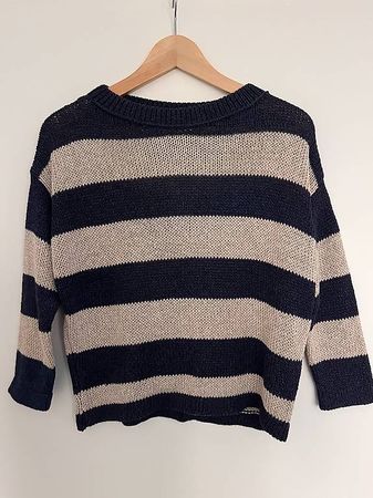 Leichter Sommer-Pullover, Gr. S, blau/creme, Massimo Dutti
