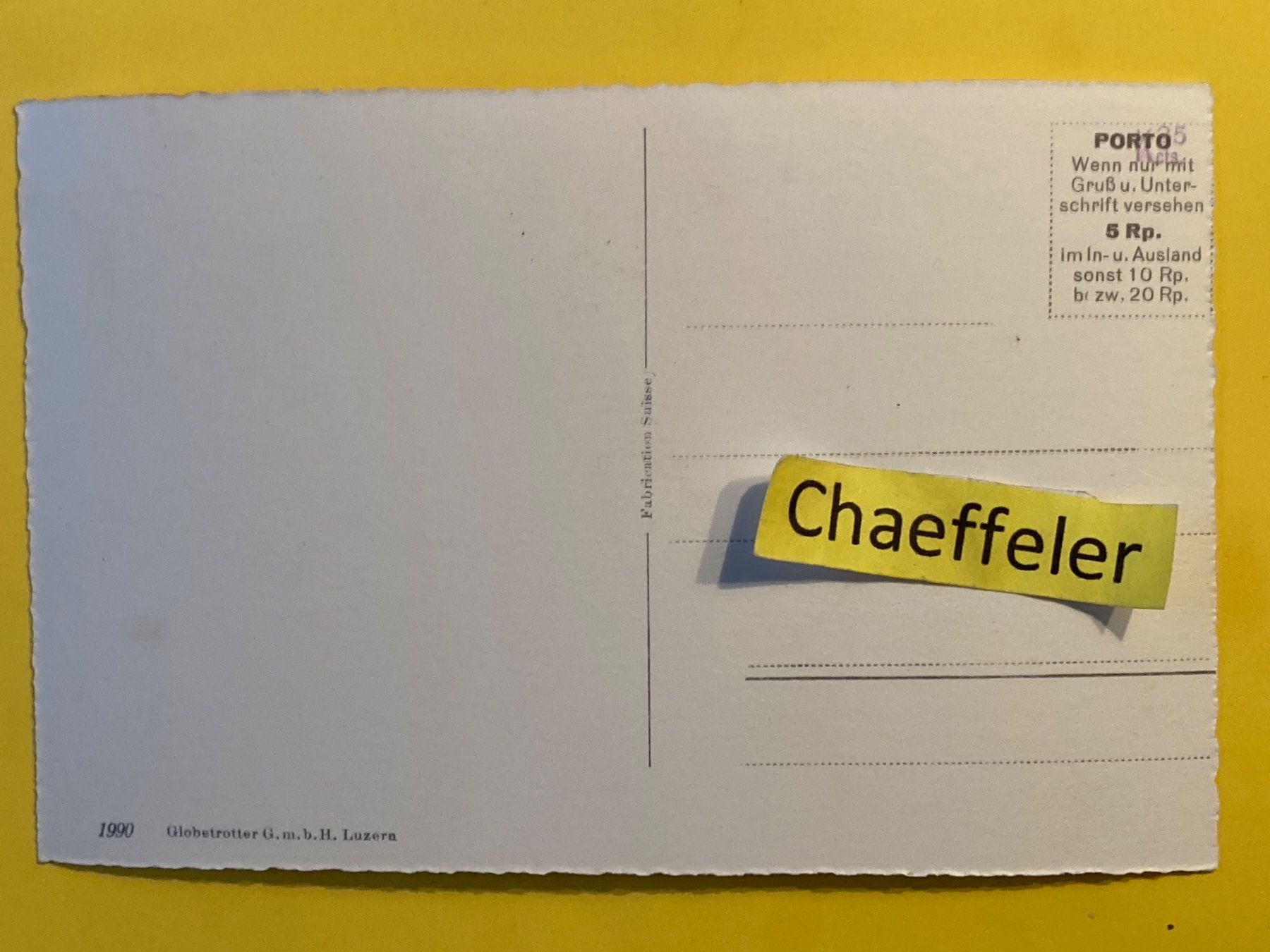 Cartoline postali: 1990 Schüpfheim – Usato da Zürich venduto da Chaeffeler 1