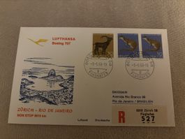 Lufthansa Boeing 707 Flug nach Rio, Briefmarken, Top Zustand