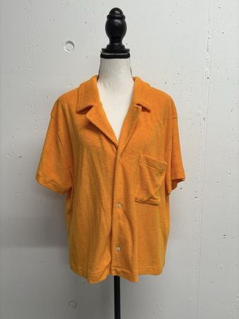 WSLY Frottee Hemd Orange XL  Bluse Kurzarm y2k