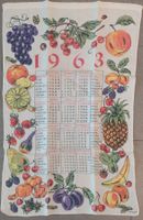 Vintage Küchenhandtuch mit Kalender-Design aus 1963