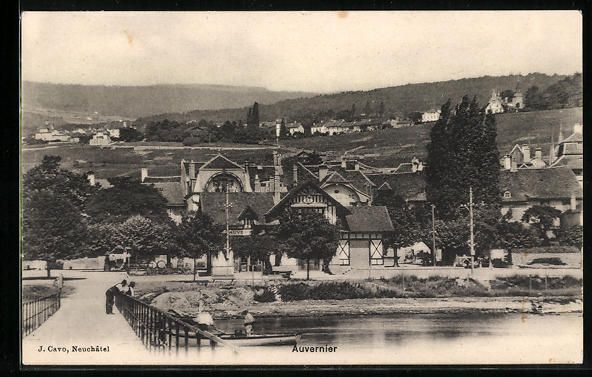 Cartoline postali: AK Auvernier, Gesamtansicht, 1907 – Usato da Berlin venduto da bartko-reher