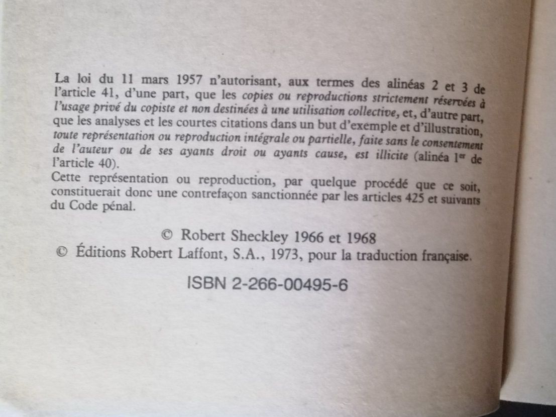 Bücher: LA DIMENSION DES MIRACLES, Robert Sheckley, SF Pocket1973... – Gebraucht aus Commugny von Juliemimi 1