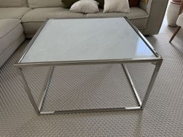 Edelstahl Couchtisch mit Carrara Marmor