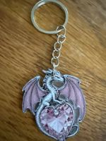Schlüsselanhänger-Drache schützendes Herz - 2D Flach - Acryl