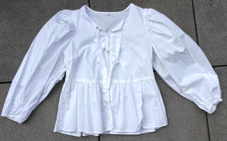 Yerse Bluse weiss Schleifen Gr. M 38