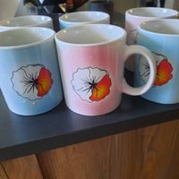 Blumen Tasse, Keramik Tasse, Kaffeetasse, Tee Tasse Set!