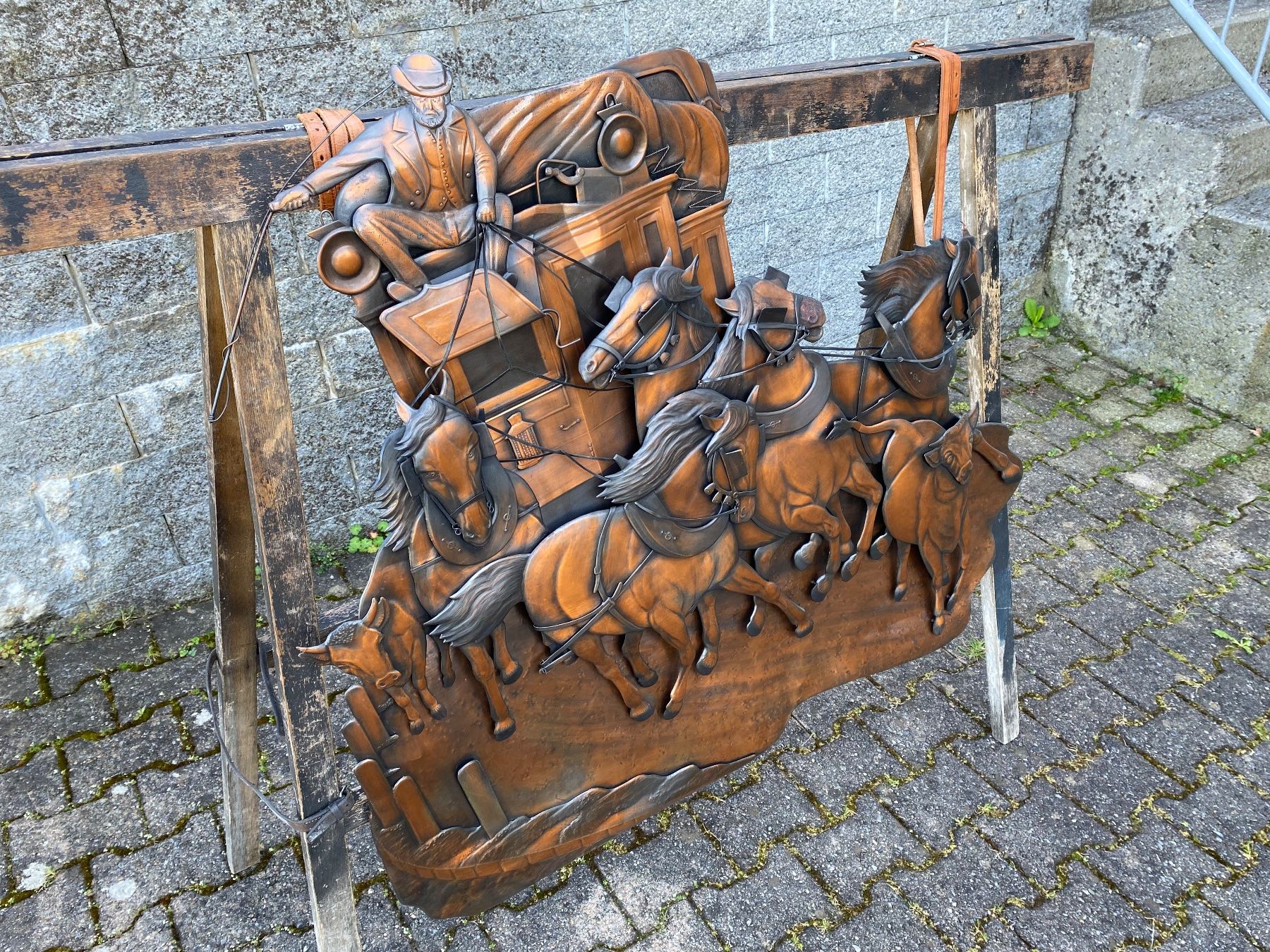 Campanacci mucche: wunderschönes grosses Kupferrelief Postkutsche Rudolf Koller – Usato da Feldbach venduto da Fea1 7