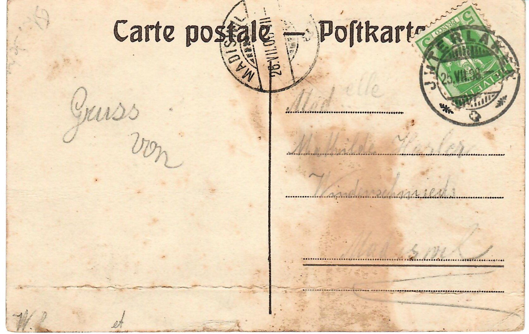 Cartoline postali: Interlaken mit Jungfrau – Usato da Zweisimmen venduto da jakobsweg 1