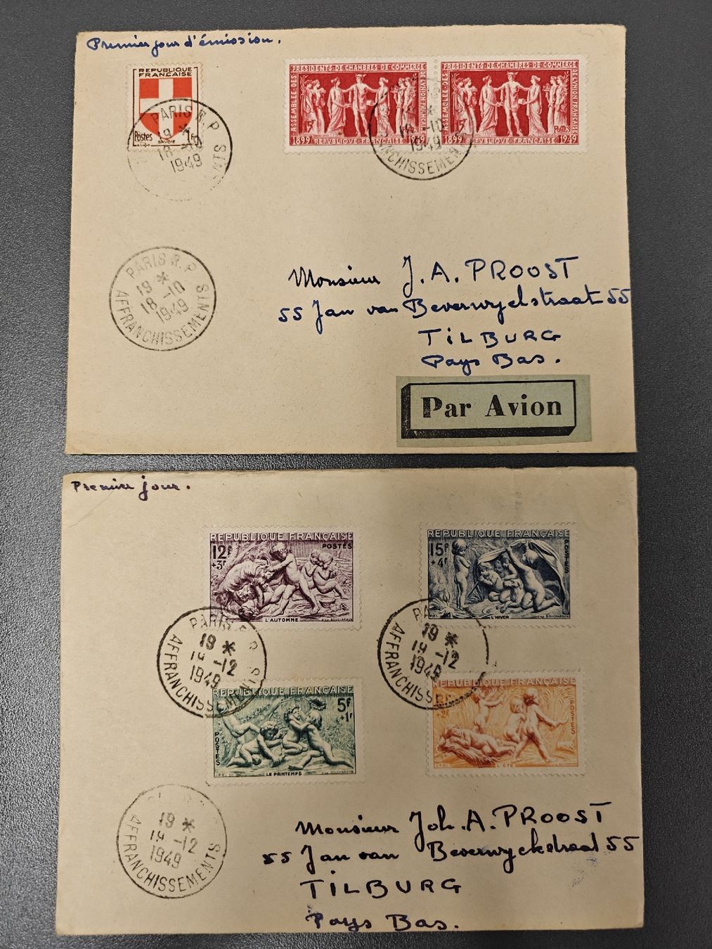 Alle Briefmarken: FDC Briefe mit Stempel Paris 1949-1975 – Gebraucht aus Wädenswil von alex-maxima 8