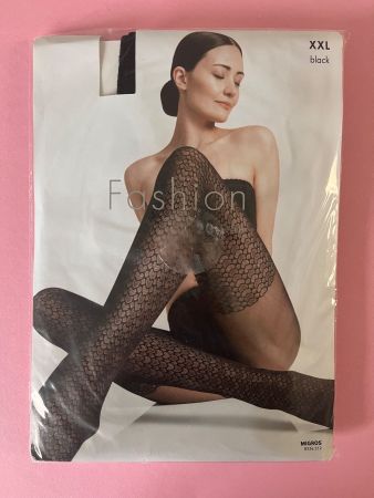 Strumpfhose Fashion Migros, Gr. XXL engmaschiges Herzmuster