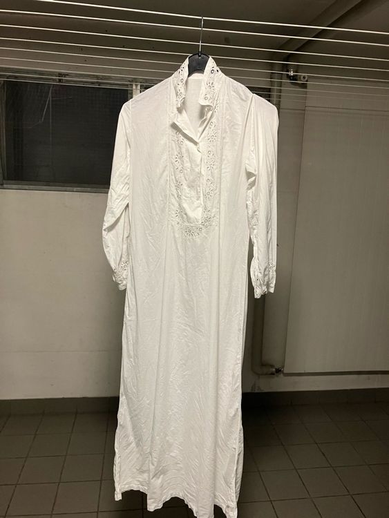 Camicia da notte in cotone bianco Nastri di fiori - Louise Mitchell