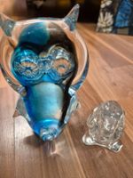 Glasfiguren / Briefbeschwerer Eule und Hund K7