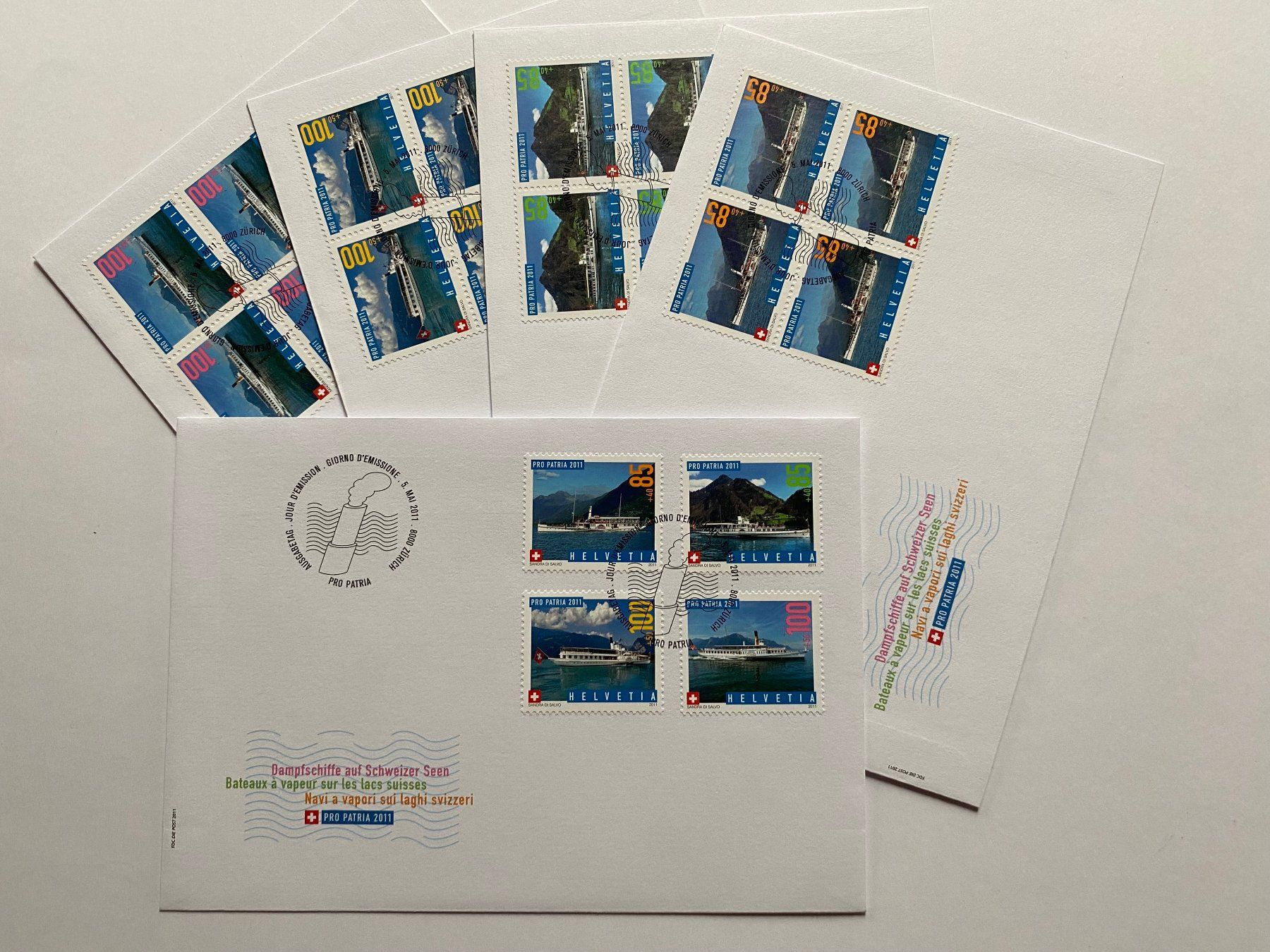 Tutti i francobolli: 5 FDC Pro Patria Dampfschiffe auf Schweizer Seen 2011 ET – Nuovo (secondo la descrizione) da Kirchenthurnen venduto da Scherzengel