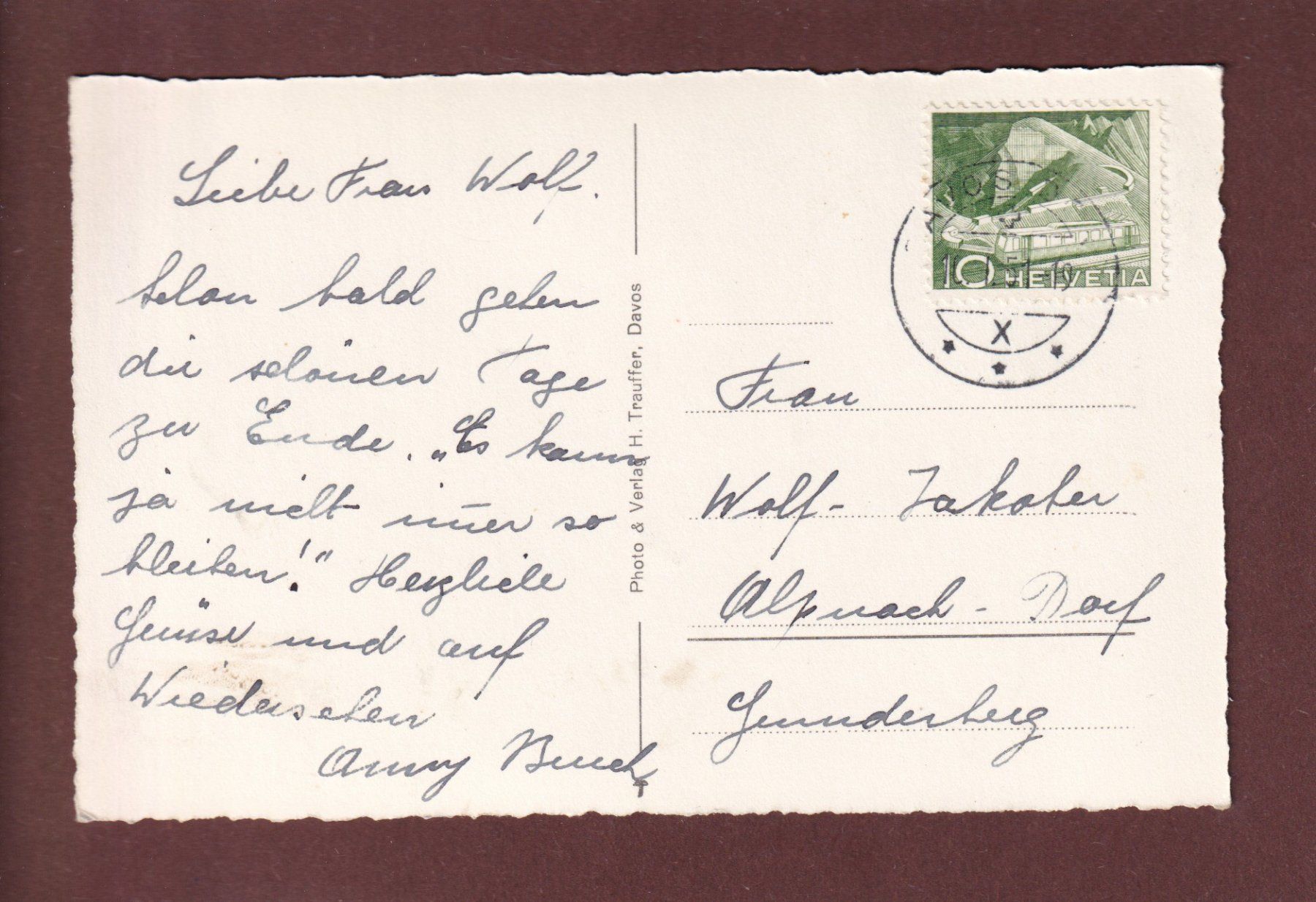 Cartoline postali: DAVOS - Strelapass - 1951 – Usato da Pully venduto da nicecards 1