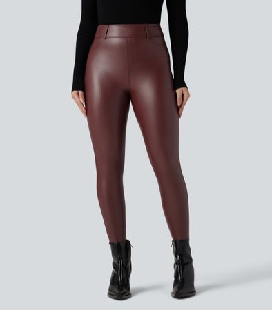 Leggings aus dehnbarem Kunstleder mit hohem Bund Gr. S 7/8