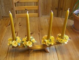 dekorativer,vierarmiger Kerzenständer, Massivholz,Handarbeit