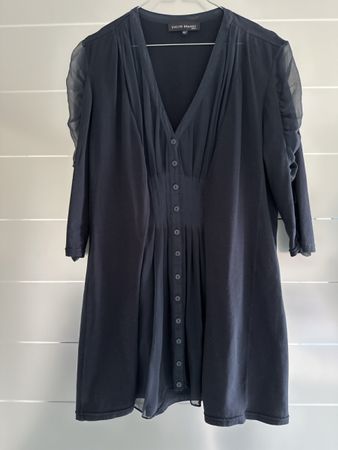 LangbluseGr. 42 Dunkelblau Chiffonärmel Evelyn Brandt