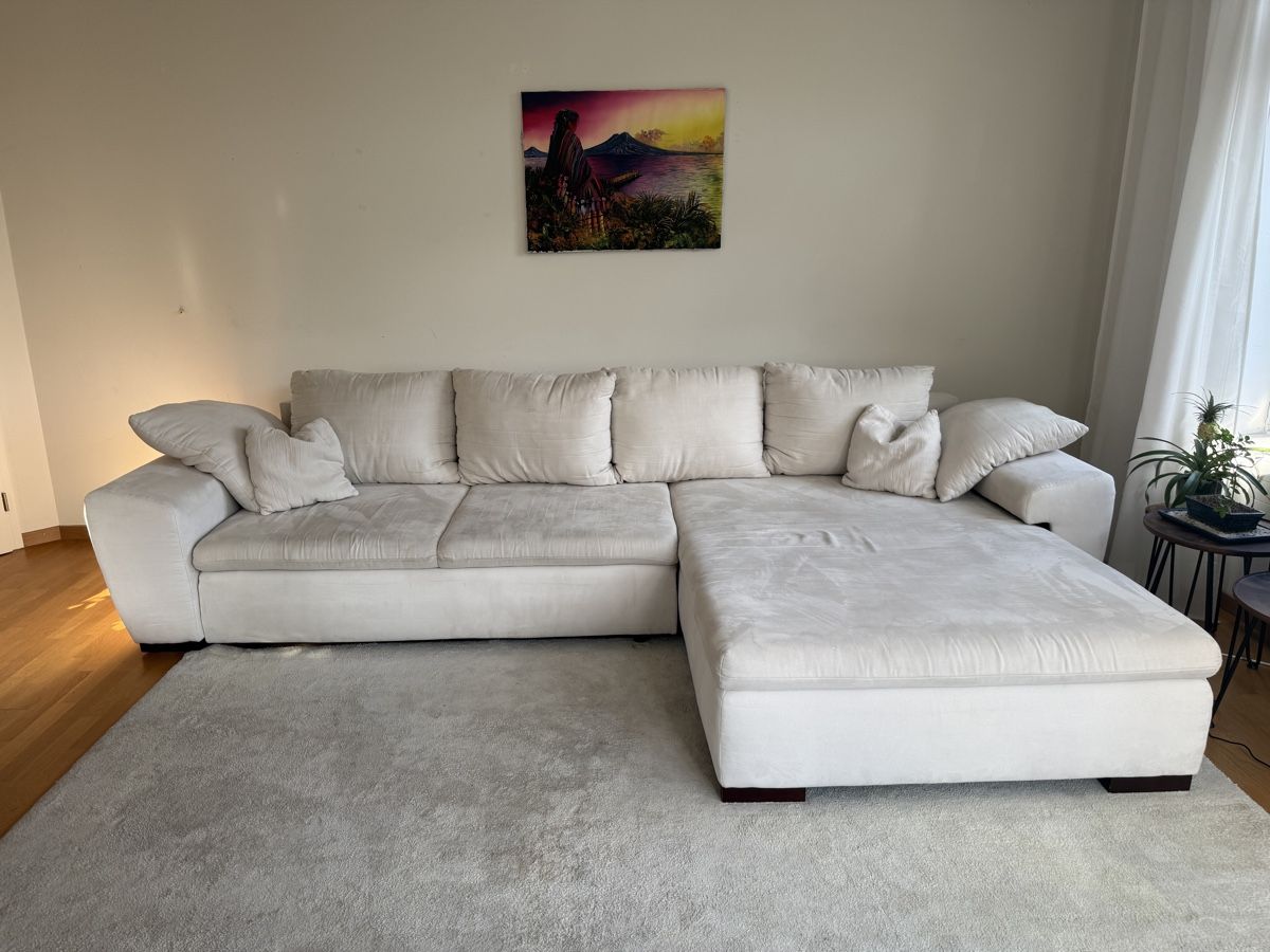 Divani: Weisses L Sofa-bett mit Stauraum – Usato da Luzern venduto da Migler 1
