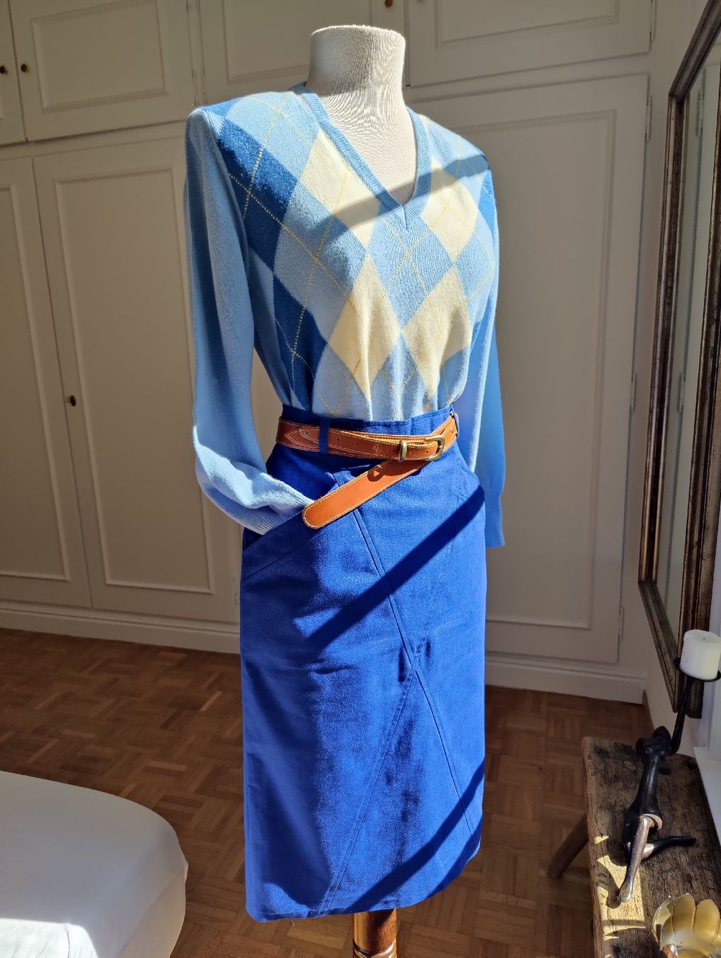 Maglioni & Felpe: Vintage Blue Argyle Lambswool Sweater – Nuovo (secondo la descrizione) da La Tour-de-Peilz venduto da dAutrefois 1