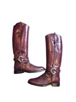 GUCCI Stiefel, Gr. 38, Leder, Bordeauxrot, Herbst-Look!