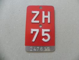 Velonummer Velo Rad ZH 1975 Zürich 75 Nummer Geschenk Bike