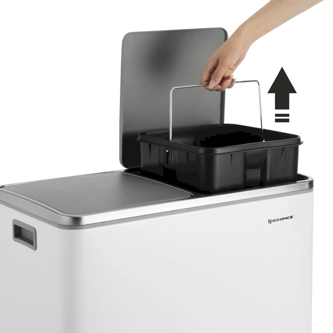 Cestini per rifiuti: SONGMICS LTB60WT Mülleimer 2 x 30L weiß – Nuovo e nell'imballaggio originale da Bottighofen venduto da zaap 4