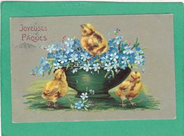 Kitsch Küken Blumen Joyeuses Pâques 1914