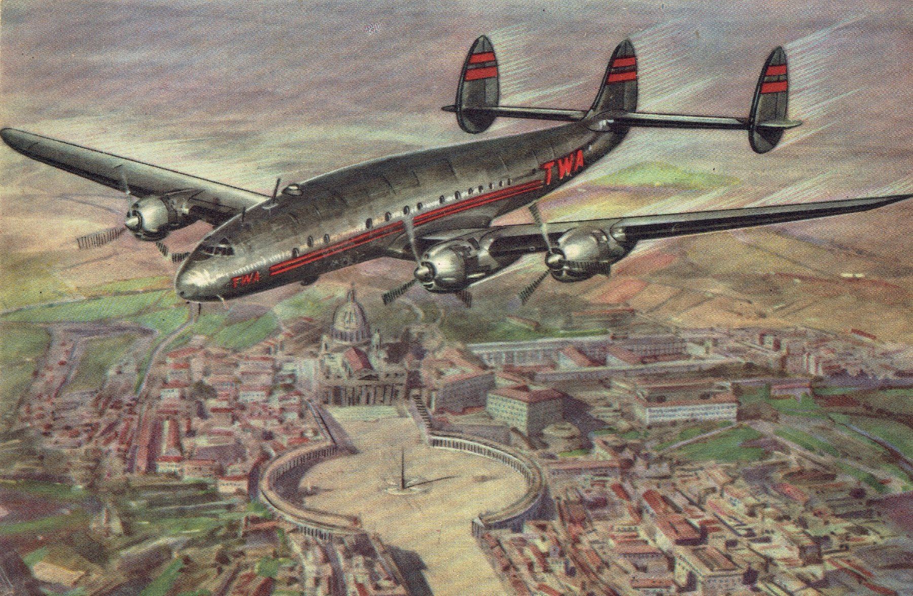 Cartoline postali: Lockheed "Super Constellation", um 1955 – Usato da Otelfingen venduto da Schmitte9