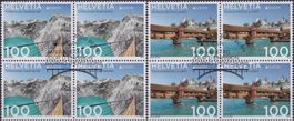 2018, Nr.1680+1681 (Brücken) 4er-Blöcke mit Ersttags-Stempel