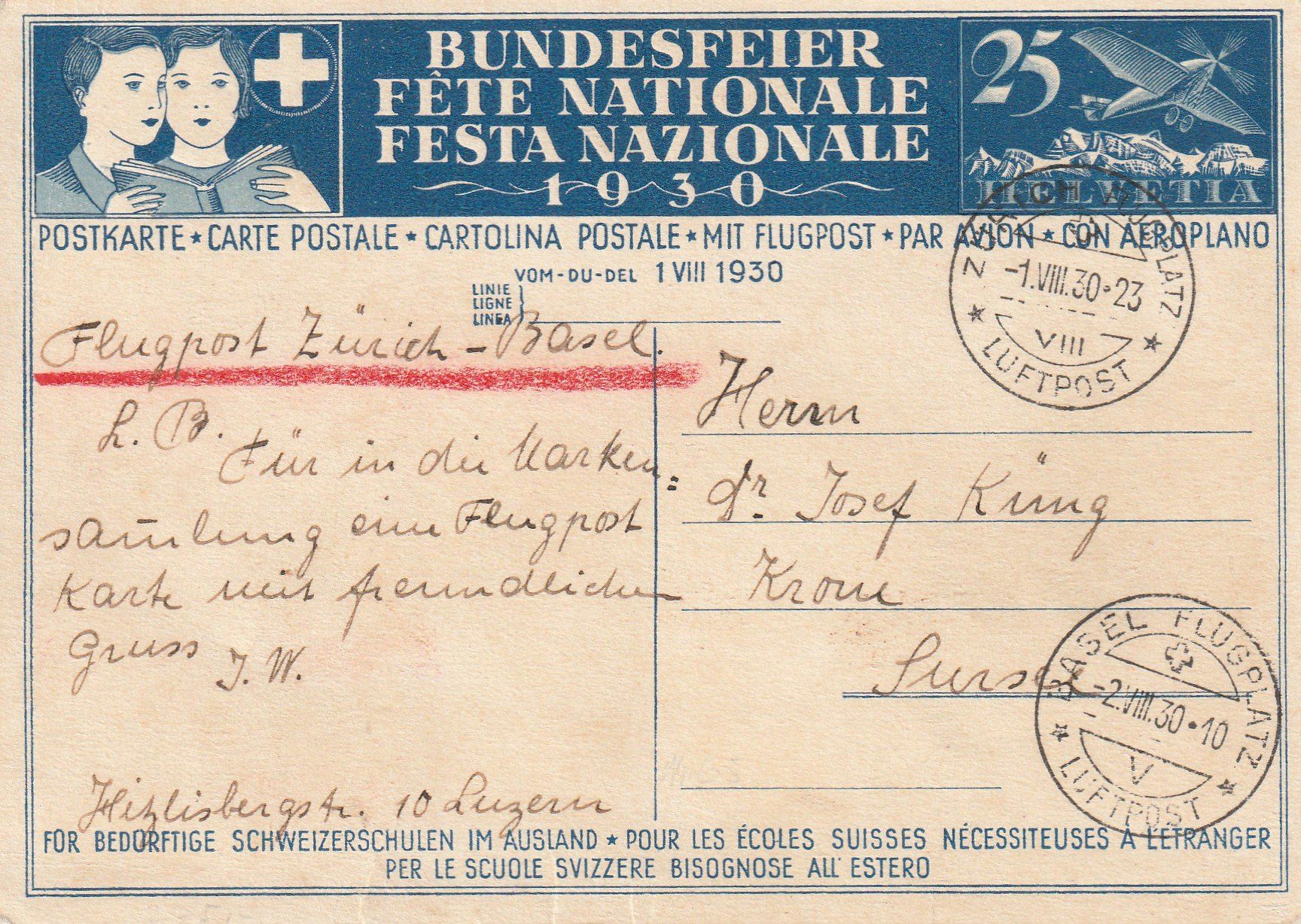 Tutti i francobolli: Bundesfeierkarte 1930 Nr. 52I – Usato da Rorschacherberg venduto da fratovi2