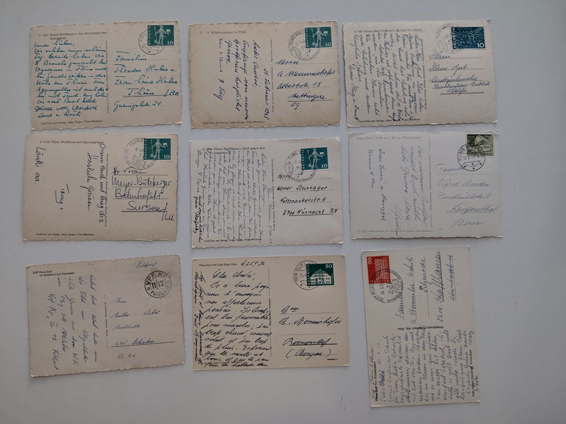 Cartoline postali: 9 Ansichtskarten Flims Graubünden gebraucht alt – Usato da Ohmstal venduto da Lebensfreude05 1