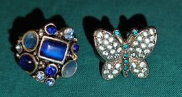 2 Modeschmuck Ringe Schmetterling und Blue für Damen