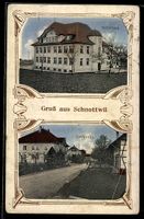AK Schnottwil, Schulhaus und Partie in der Dorfstraße