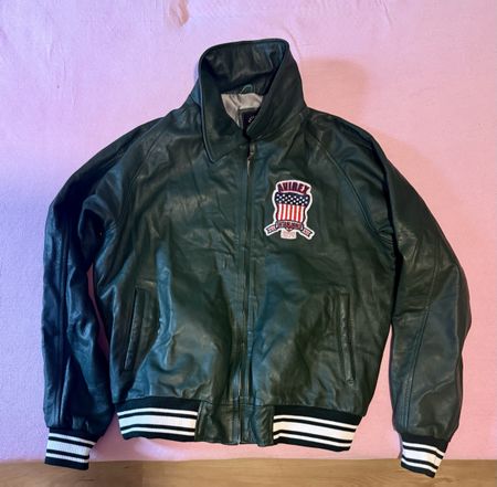 AVIREX GREEN LEATHER FLIGHT JACKET