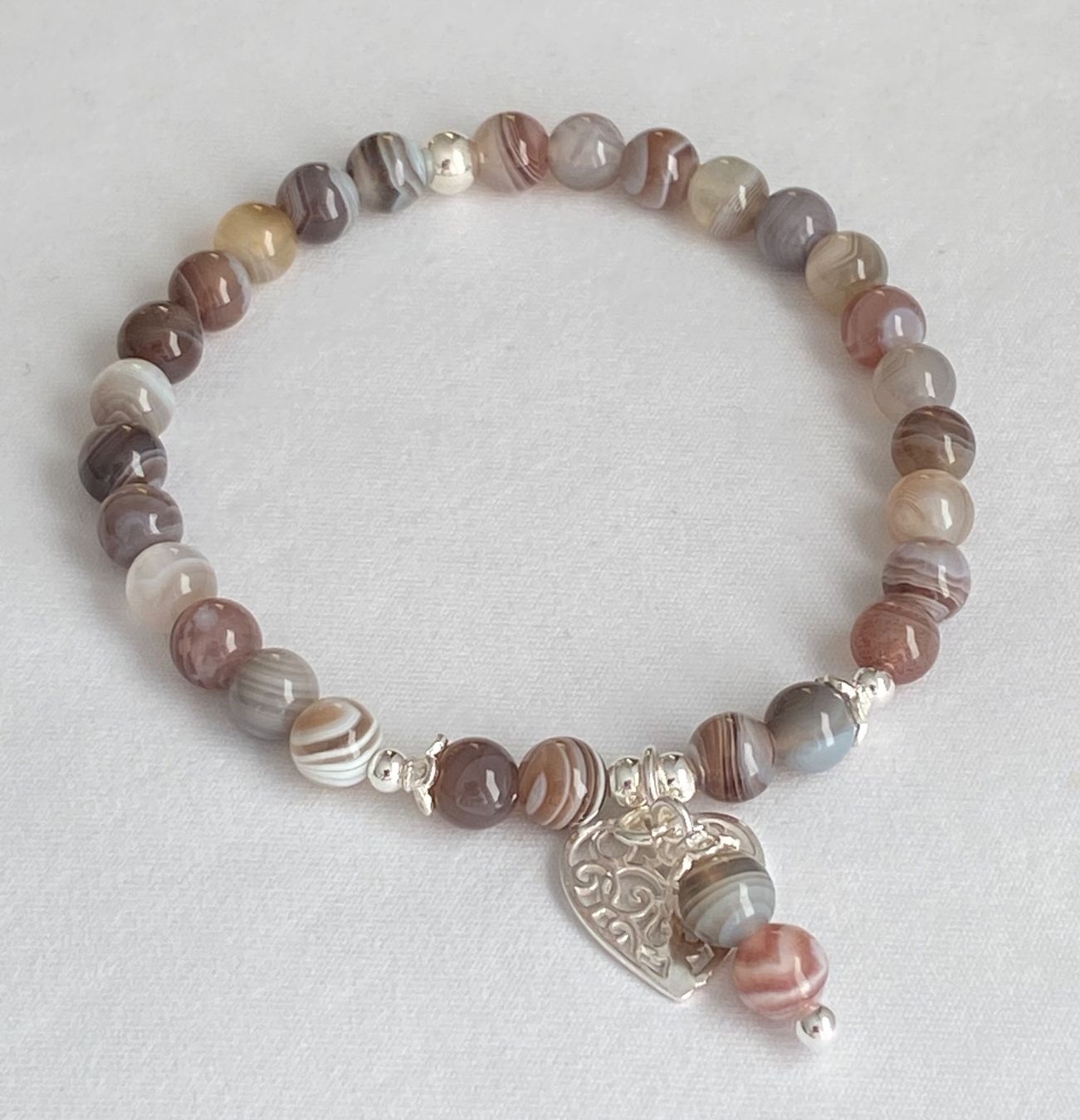 Bracciali & Braccialetti: Edelstein Armband Botswana Achat mit Silber auf Mass – Nuovo e nell'imballaggio originale da Zuzwil SG venduto da Lemliskat