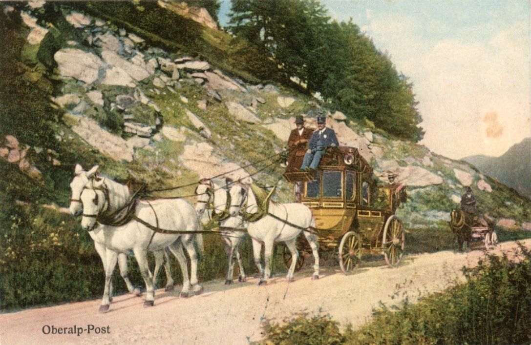 Ansichtskarten: Oberalp   UR   -     POST - Kutschen       um  1 9 1 1 – Gebraucht aus Brig von Valcards54