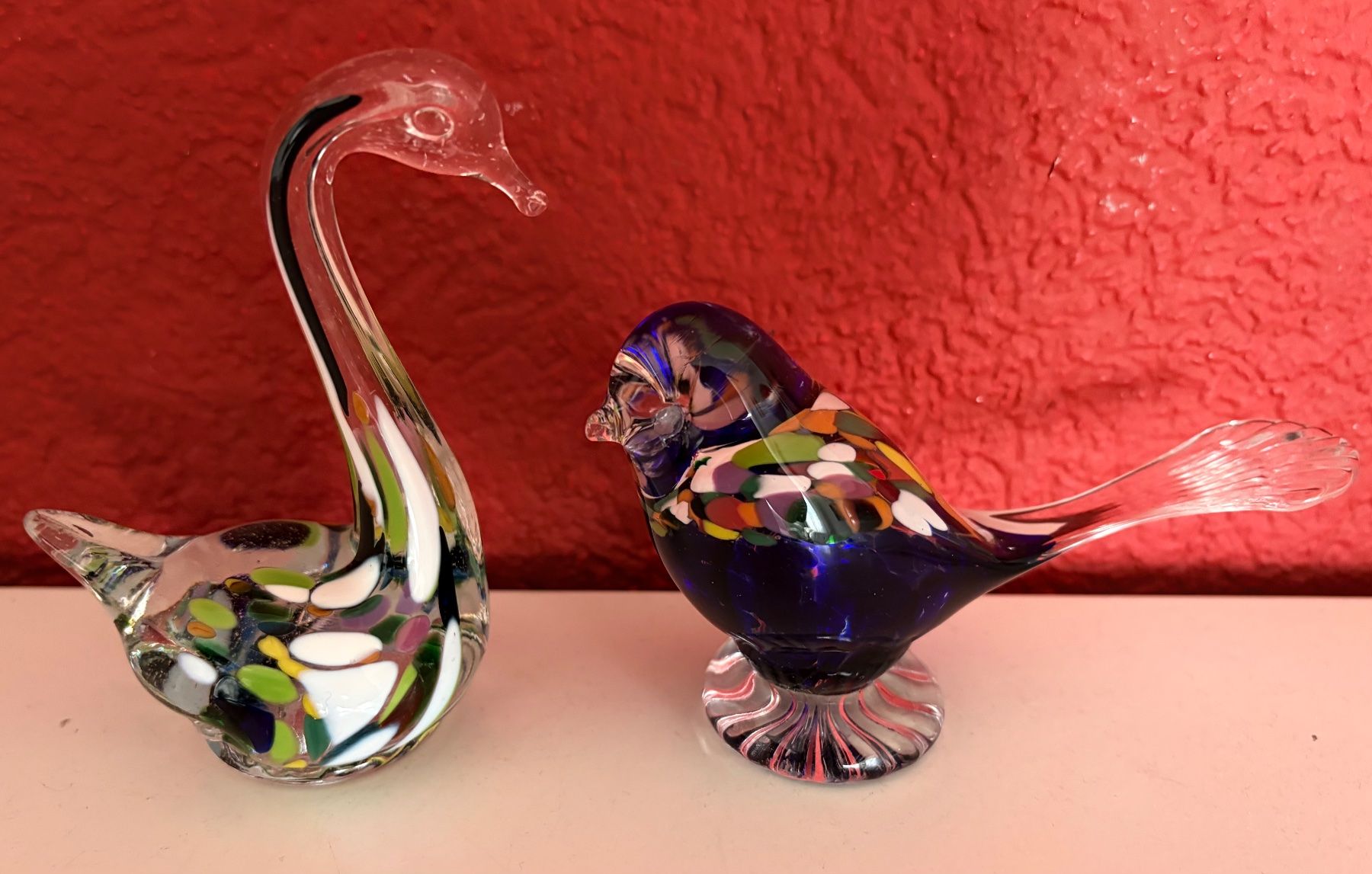 Murano Figuren: 2 Glasfiguren-Murano Schwan & Vogel – Gebraucht aus Zäziwil von Emlea 1
