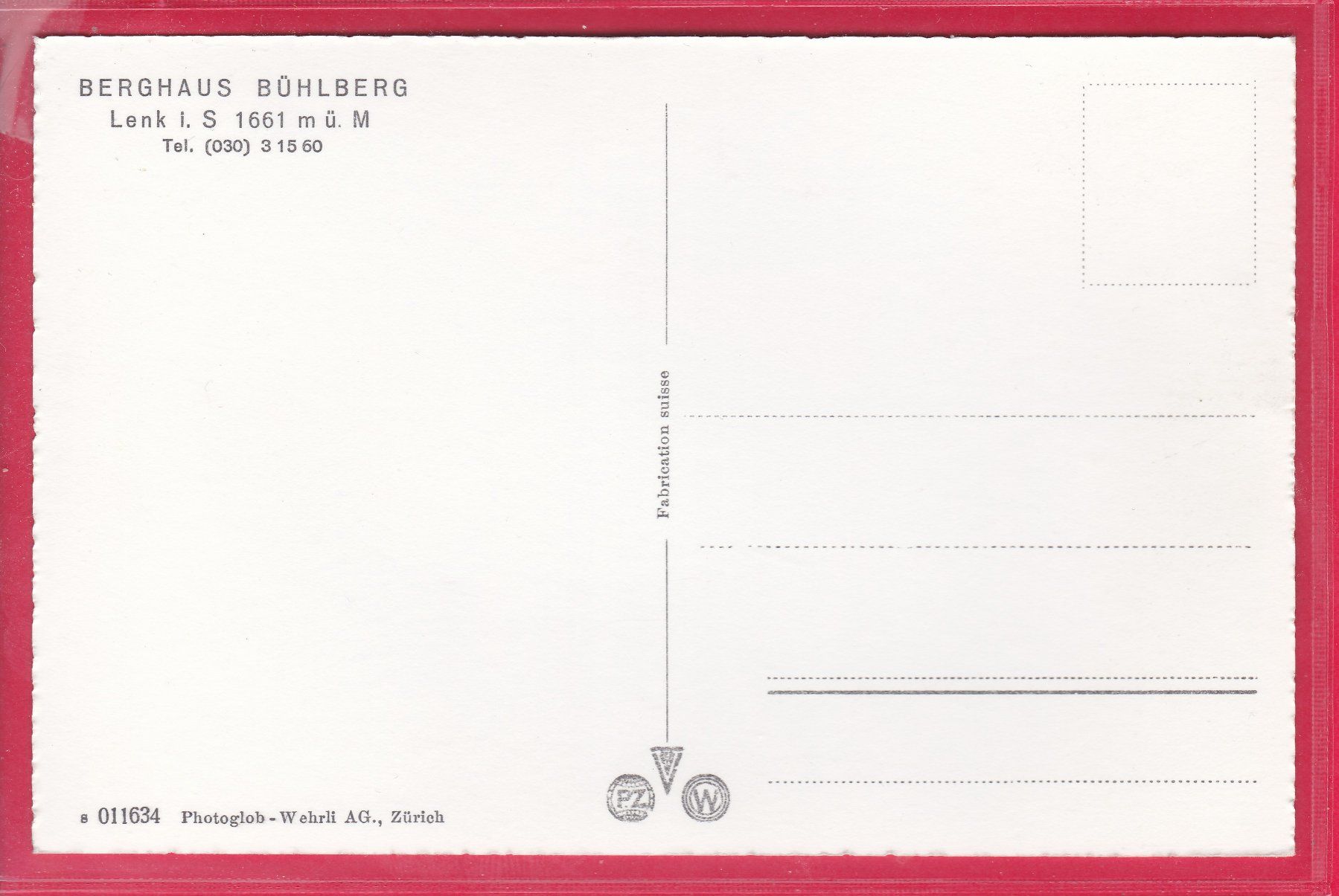 Cartoline postali: LENK IM SIMMENTAL, BERGHAUS BÜHLBERG – Usato da Oberrieden venduto da Gebirgsstelze 1