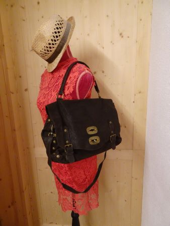 Echt Wildleder Tasche dunkelbraun Borse in Pelle - Mo24.12