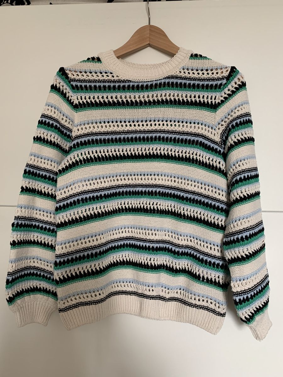 C&A Maglioni & Felpe: C&A Gestreifter Pullover Gr. L weiss grün blau Strickpullove – Nuovo (secondo la descrizione) da Mettmenstetten venduto da _4_YOU_