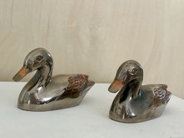 2 Vintage Zinn Enten Schloss Bad Zurzach Schweiz Paar