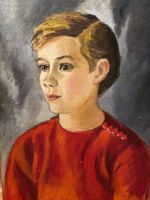 Vintage Junge Porträt Ölgemälde, Signiert, Sammlerkunst