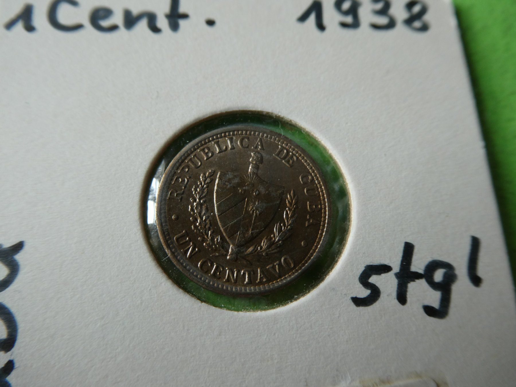 Tutti le monete: Cuba 1938, 1 Cent stgl. – Usato da Hinterforst venduto da Rohusri