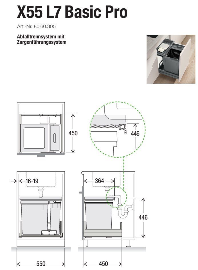 Müllex Abfalleimer: 063 Müllex Abfallsystem X55 L7 Basic Pro – Neu und originalverpackt aus Derendingen von Meisterstuecke 3